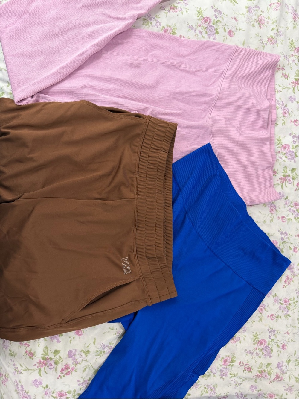 PINK Victoria's Secret Leggings Trio - Pink, Brown, Blue